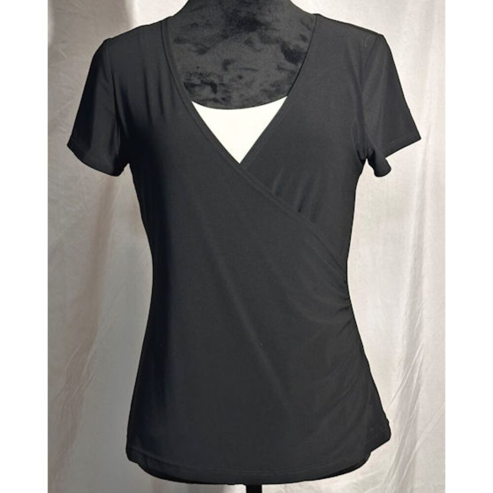 B-Slim Wrap-Around Top, Black and White, Small